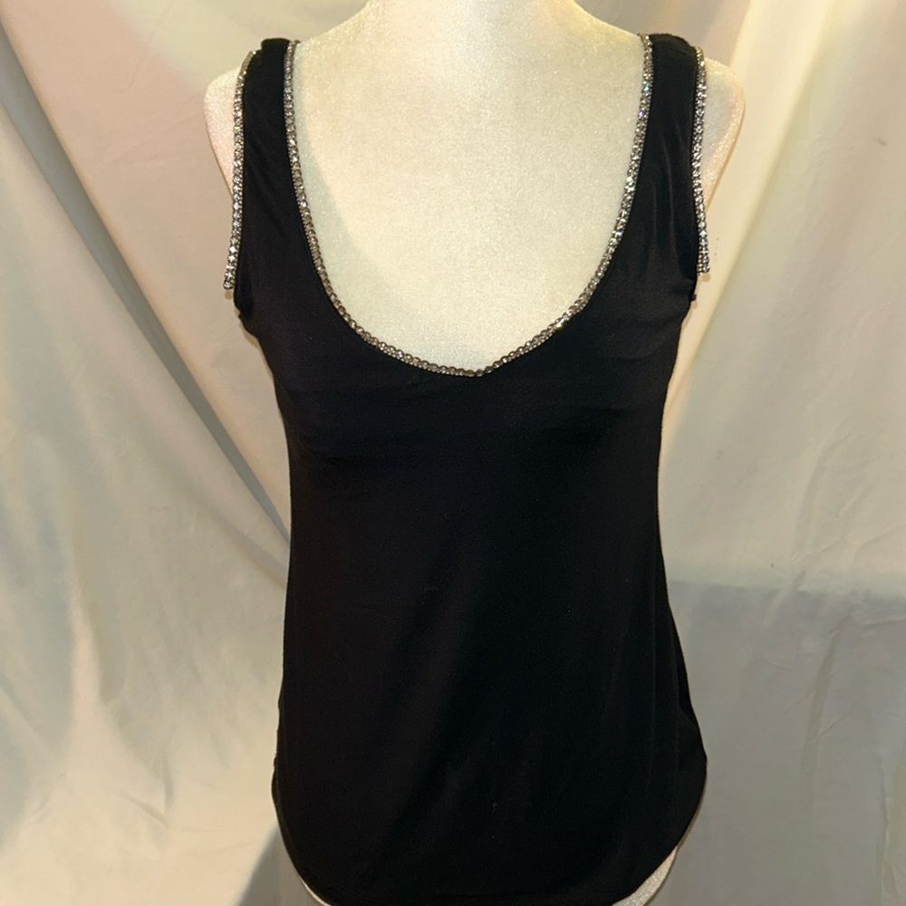 Rhinestone scoop neck tank by Fibers